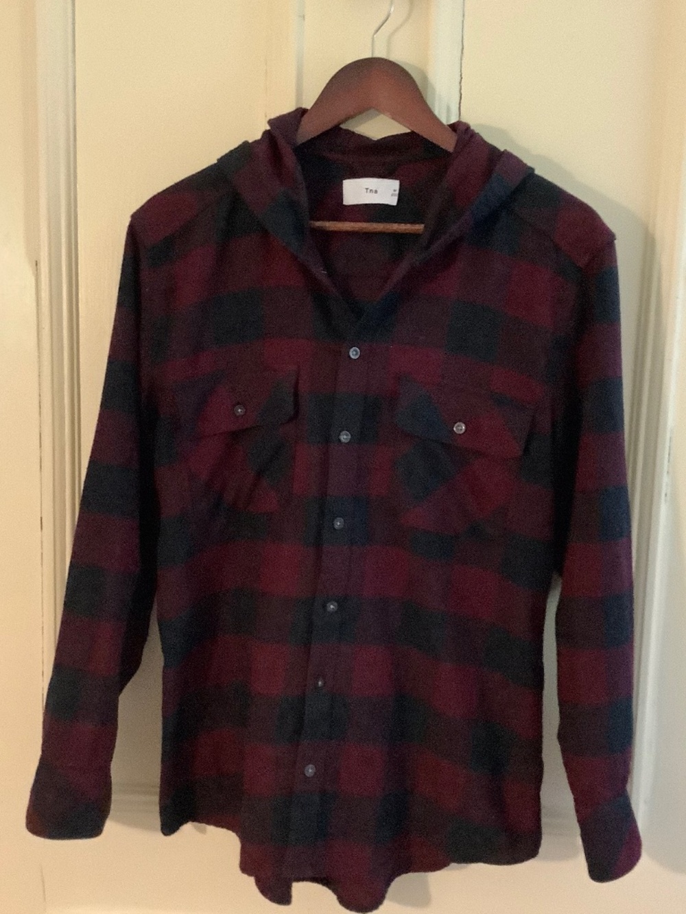 TNA Checkered Hooded Shirt M